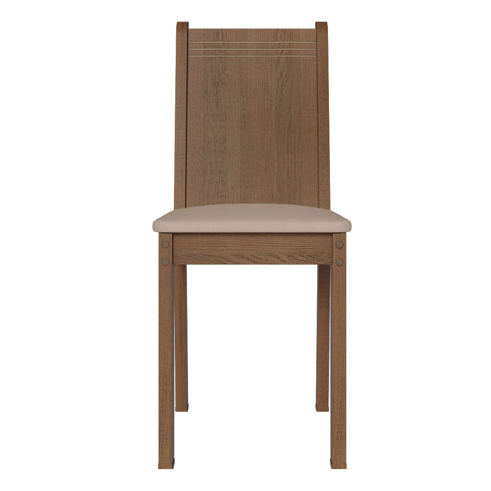 Conjunto de Comedor con Encimera Vidrio 4 Sillas Marrón/Beige Camelia Madesa