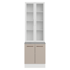 Kit Gabinete Bajo 2 Puertas y Vitrina 70 cm Blanco/Crema Agata Madesa