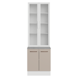 Kit Gabinete + Vitrina 70 cm Blanco/Crema Agata 02