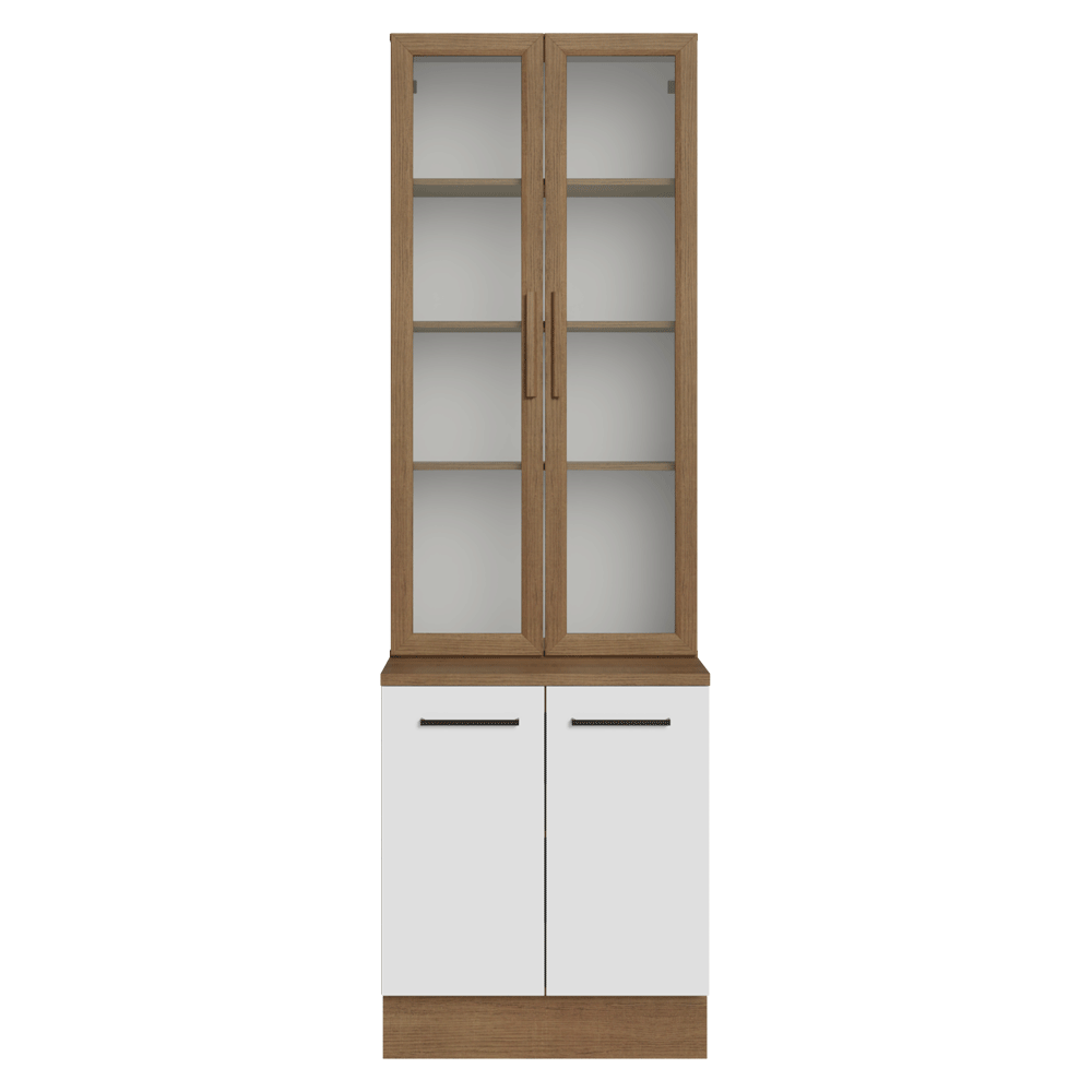 Kit Gabinete + Vitrina 70 cm Marrón/Blanco Agata 02