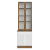 Kit Gabinete + Vitrina 70 cm Marrón/Blanco Agata 02