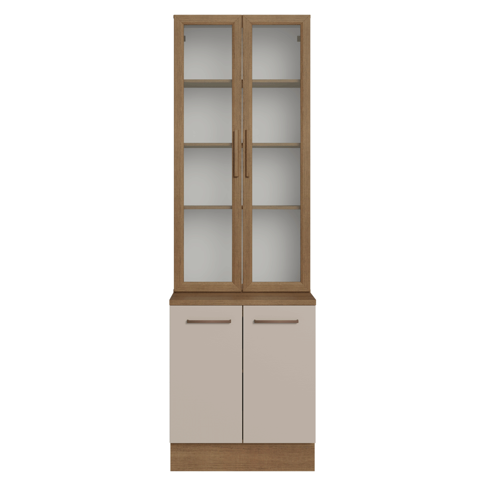 Kit Gabinete + Vitrina 70 cm Marrón/Crema Agata 02