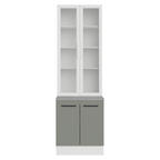 Kit Gabinete Bajo 2 Puertas y Vitrina 70 cm Blanco/Gris Agata Madesa