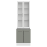 Kit Gabinete + Vitrina 70 cm Blanco/Gris Agata 02