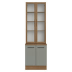 Kit Gabinete Bajo 2 Puertas y Vitrina 70 cm Marrón/Gris Agata Madesa