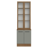 Kit Gabinete + Vitrina 70 cm Marrón/Gris Agata 02
