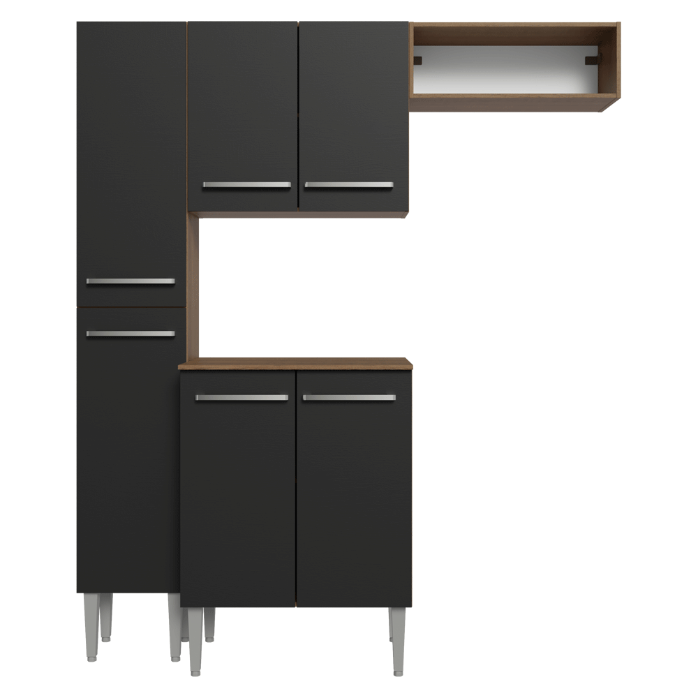 Cocina Compacta 156 cm Marrón/Negro Emilly Madesa