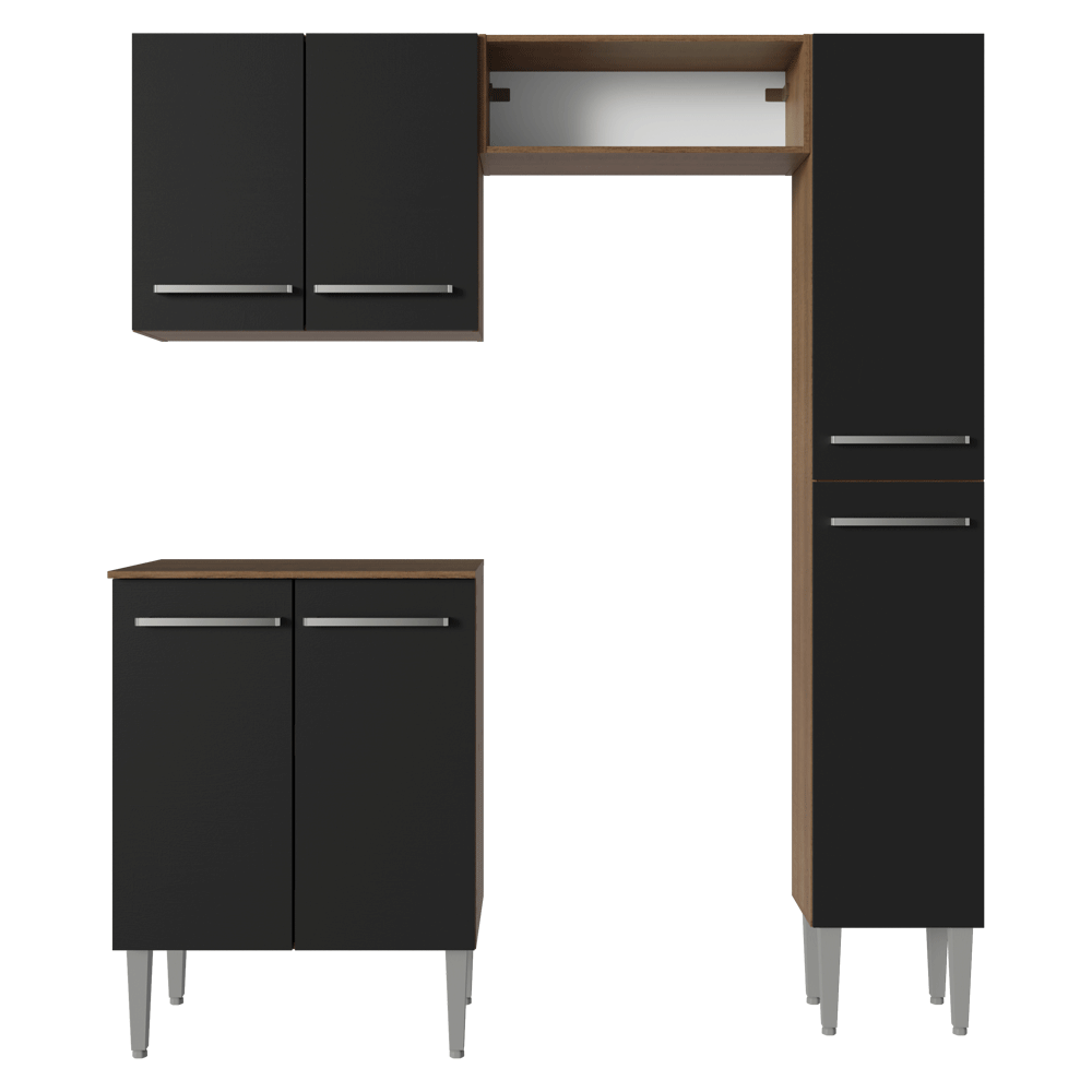 Cocina Compacta 156 cm Marrón/Negro Emilly Madesa