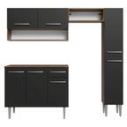 Cocina Compacta 197 cm Marrón/Negro Emilly Madesa