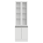 Kit Gabinete Bajo 2 Puertas y Vitrina 70 cm Blanco Glamy Madesa