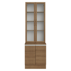 Kit Gabinete Bajo 2 Puertas y Vitrina 70 cm Marrón Glamy Madesa