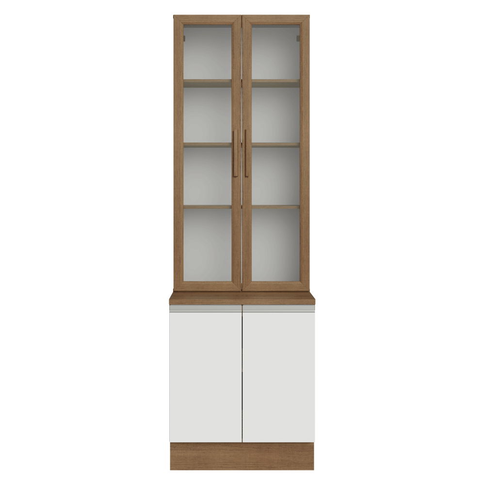 Kit Gabinete + Vitrina 70 cm Marrón/Blanco Glamy 02