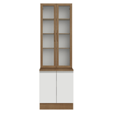 Kit Gabinete + Vitrina 70 cm Marrón/Blanco Glamy 02
