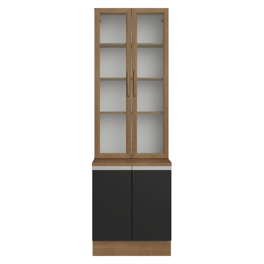 Kit Gabinete + Vitrina 70 cm Marrón/Negro Glamy 02