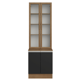 Kit Gabinete + Vitrina 70 cm Marrón/Negro Glamy 02