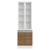 Kit Gabinete + Vitrina 70 cm Blanco/Marrón Glamy 02