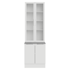 Kit Gabinete Bajo 2 Puertas y Vitrina 70 cm Blanco Stella Madesa