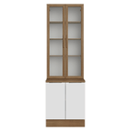 Kit Gabinete Bajo 2 Puertas y Vitrina 70 cm Marrón/Blanco Stella Madesa