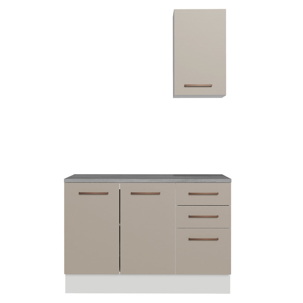 Kit Gabinete Bajo y Gabinete Superior para Baño 120 cm 3 Puertas 3 Cajones Blanco/Crema Agata Madesa