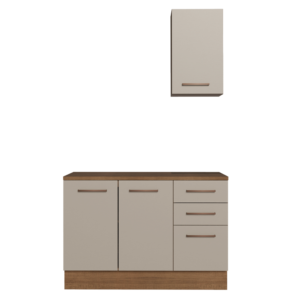 Gabinete para Baño 120 cm 3 Puertas 3 Cajones Agata Marrón/Crema 01