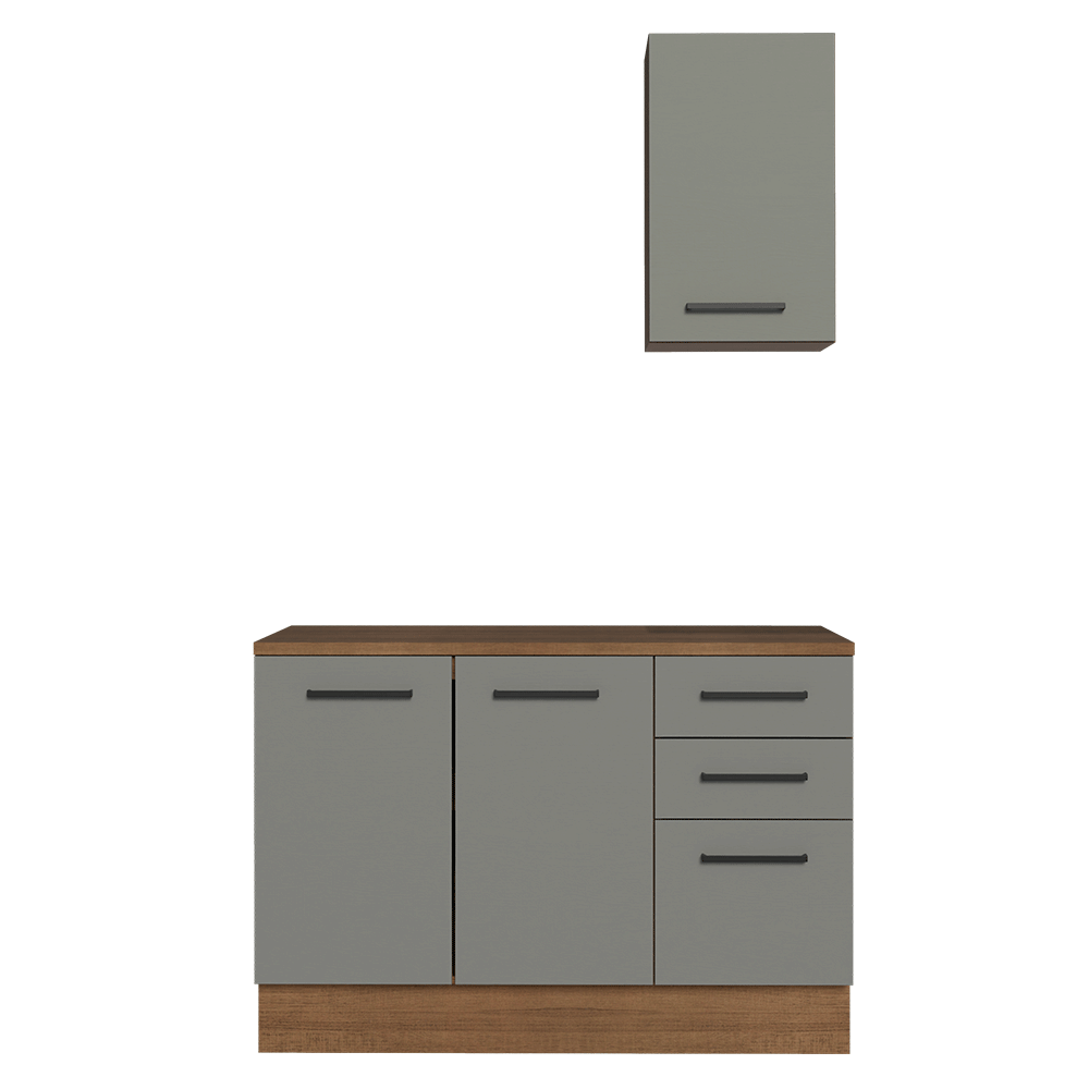 Gabinete para Baño 120 cm 3 Puertas 3 Cajones Agata Marrón/Gris 01
