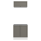 Kit Gabinete Bajo y Gabinete Superior para Baño 80 x 52 cm 3 Puertas Blanco/Gris Vik Madesa