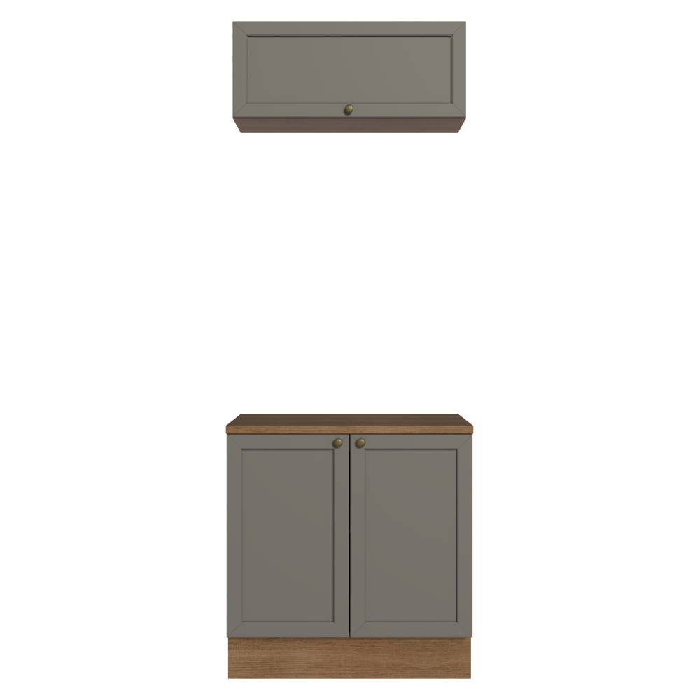 Combo Gabinete Bajo para Baño 80cm 3 Puertas Marrón/Gris Vik Madesa 02
