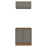 Combo Gabinete Bajo para Baño 80cm 3 Puertas Marrón/Gris Vik Madesa 02