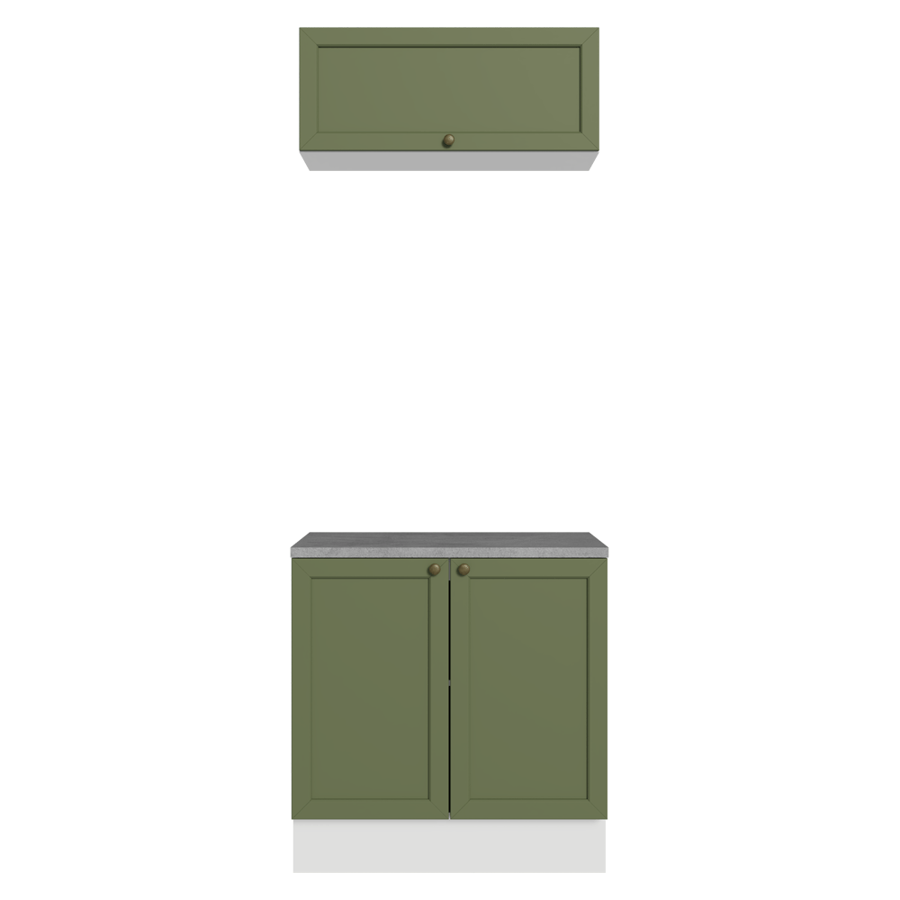 Combo Gabinete Bajo para Baño 80cm 3 Puertas Blanco/Verde Vik Madesa 02