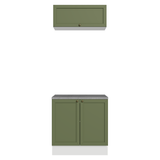 Combo Gabinete Bajo para Baño 80cm 3 Puertas Blanco/Verde Vik Madesa 02