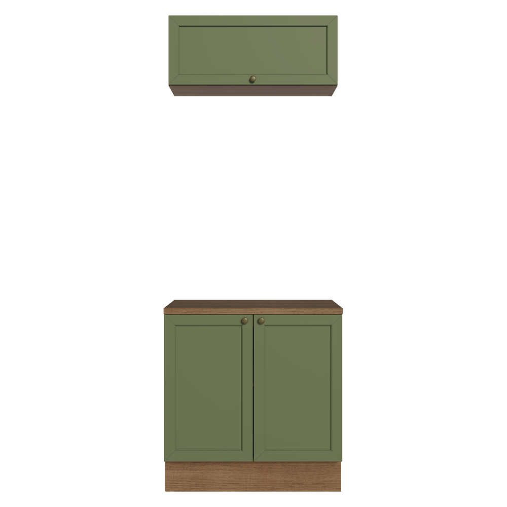 Combo Gabinete Bajo para Baño 80cm 3 Puertas Marrón/Verde Vik Madesa 02