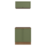 Combo Gabinete Bajo para Baño 80cm 3 Puertas Marrón/Verde Vik Madesa 02