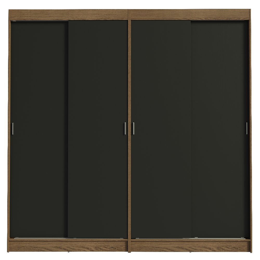 Conjunto de 2 Clósets 4 Puertas Corredizas Marrón/Negro Tokio Madesa