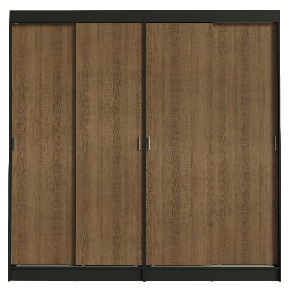 Conjunto de 2 Clósets 4 Puertas Corredizas Negro/Marrón Tokio Madesa
