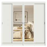 Conjunto de 2 Clósets 4 Puertas Corredizas con 2 Espejos Blanco Tokio Madesa