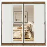 Conjunto de 2 Clósets 4 Puertas Corredizas con 2 Espejos Marrón/Blanco Tokio Madesa