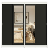 Conjunto de 2 Clósets 4 Puertas Corredizas con 2 Espejos Blanco/Negro Tokio Madesa