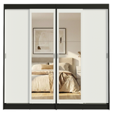 Conjunto de 2 Clósets 4 Puertas Corredizas con 2 Espejos Negro/Blanco Tokio Madesa