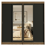 Conjunto de 2 Clósets 4 Puertas Corredizas con 2 Espejos Marrón/Negro Tokio Madesa