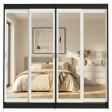 Conjunto de 2 Clósets 4 Puertas Corredizas con 4 Espejos Negro/Blanco Tokio Madesa