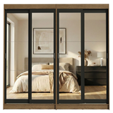 Conjunto de 2 Clósets 4 Puertas Corredizas con 4 Espejos Marrón/Negro Tokio Madesa