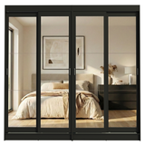 Conjunto de 2 Clósets 4 Puertas Corredizas con 4 Espejos Negro Tokio Madesa