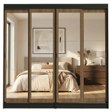 Conjunto de 2 Clósets 4 Puertas Corredizas con 4 Espejos Negro/Marrón Tokio Madesa