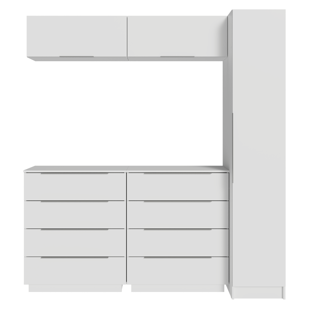 Kit Recámara 200 cm Clóset Modular y Cómoda Blanco Neo Madesa
