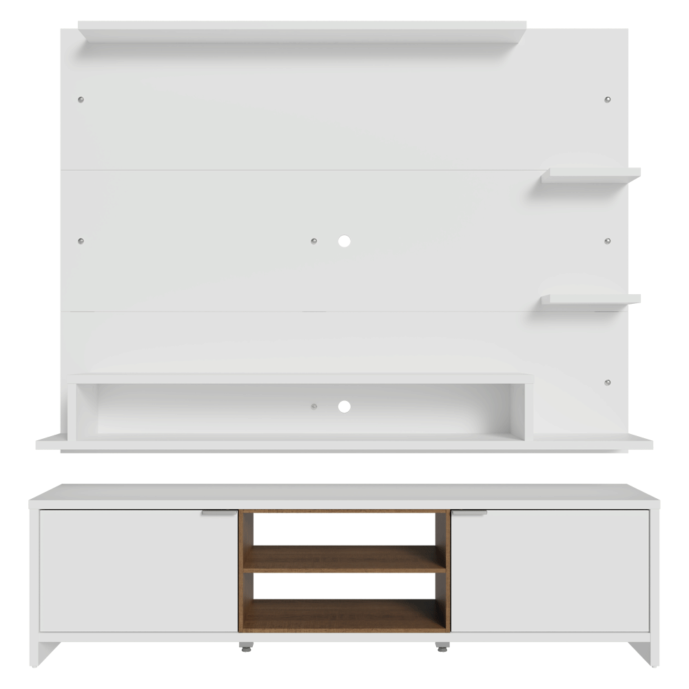 Mueble con Panel para TV hasta 60 Pulgadas 180 cm Blanco/Marrón Metz Madesa