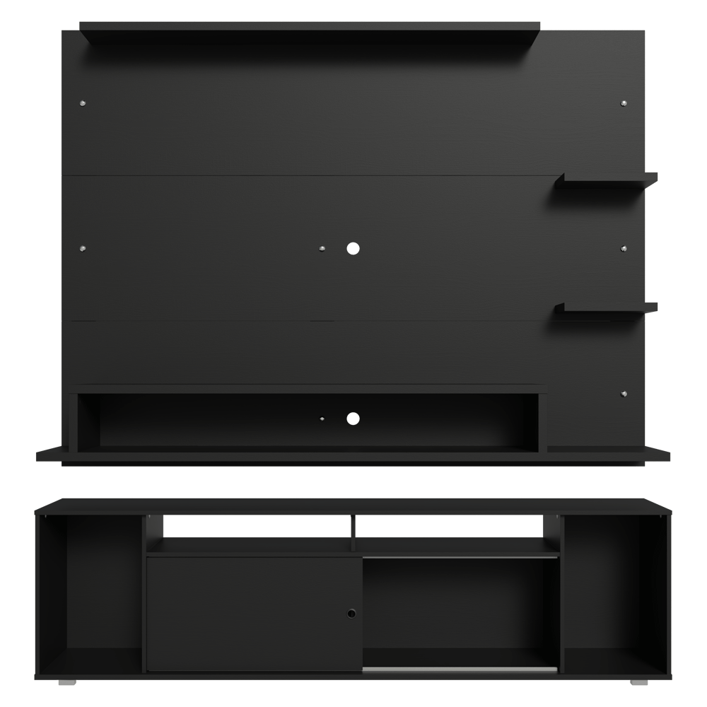 Mueble con Panel para TV hasta 60 Pulgadas 180 cm Negro Cancun Madesa