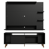 Mueble con Panel para TV hasta 60 Pulgadas 180 cm con patas Negro/Marrón Cancun Madesa