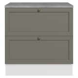 Gabinete Bajo de Cocina 80 cm 2 Cajones Blanco/Gris Vik Madesa