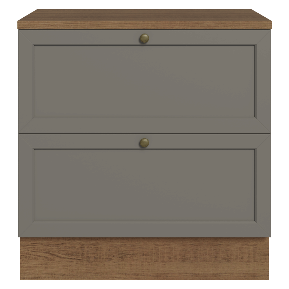 Gabinete Bajo 80 cm 2 Cajones Marrón/Gris Vik Madesa