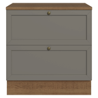 Gabinete Bajo 80 cm 2 Cajones Marrón/Gris Vik Madesa